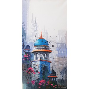 Zahid Ashraf, 12 x 24 inch, Acrylic on Canvas, Cityscape Painting, AC-ZHA-120